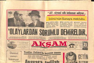 Akşam Gazetesi 21 Mayıs 1969 - Kâzım Karabekir Paşa Türk-Rus Yakınlaşmasına Karşı Çıktı GZ102762 - 1