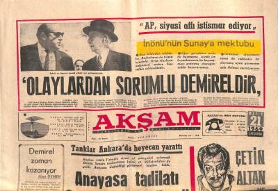 Akşam Gazetesi 21 Mayıs 1969 - Tanklar Ankarada Heyecan Yarattı GZ102761 - 1