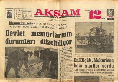 Akşam Gazetesi 21 Ocak 1964 - Foto Muhabirler Kraliçe Elizabethin Resmini Çekmediler GZ87692 - 1