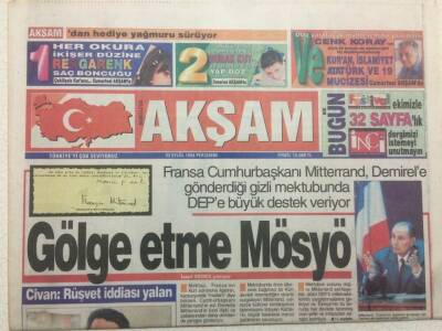 Akşam Gazetesi 22 Eylül 1994 - PKKya Silvan Darbesi GZ48502 - 1