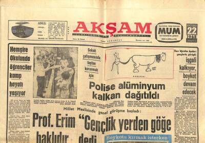 Akşam Gazetesi - 22 Haziran 1968 - Prof. Erim Gençlik Yerden Göğe Haklıdır Dedi GZ99848 - 1