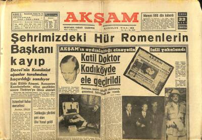 Akşam Gazetesi 22 Mart 1958 - Katil Doktor Kadıköyde Ele Geçirildi GZ97679 - 1