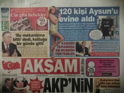 Akşam Gazetesi 22 Mayıs 2007 Sezen Aksuya İbodan Tam Destek - GZ37827 - 1