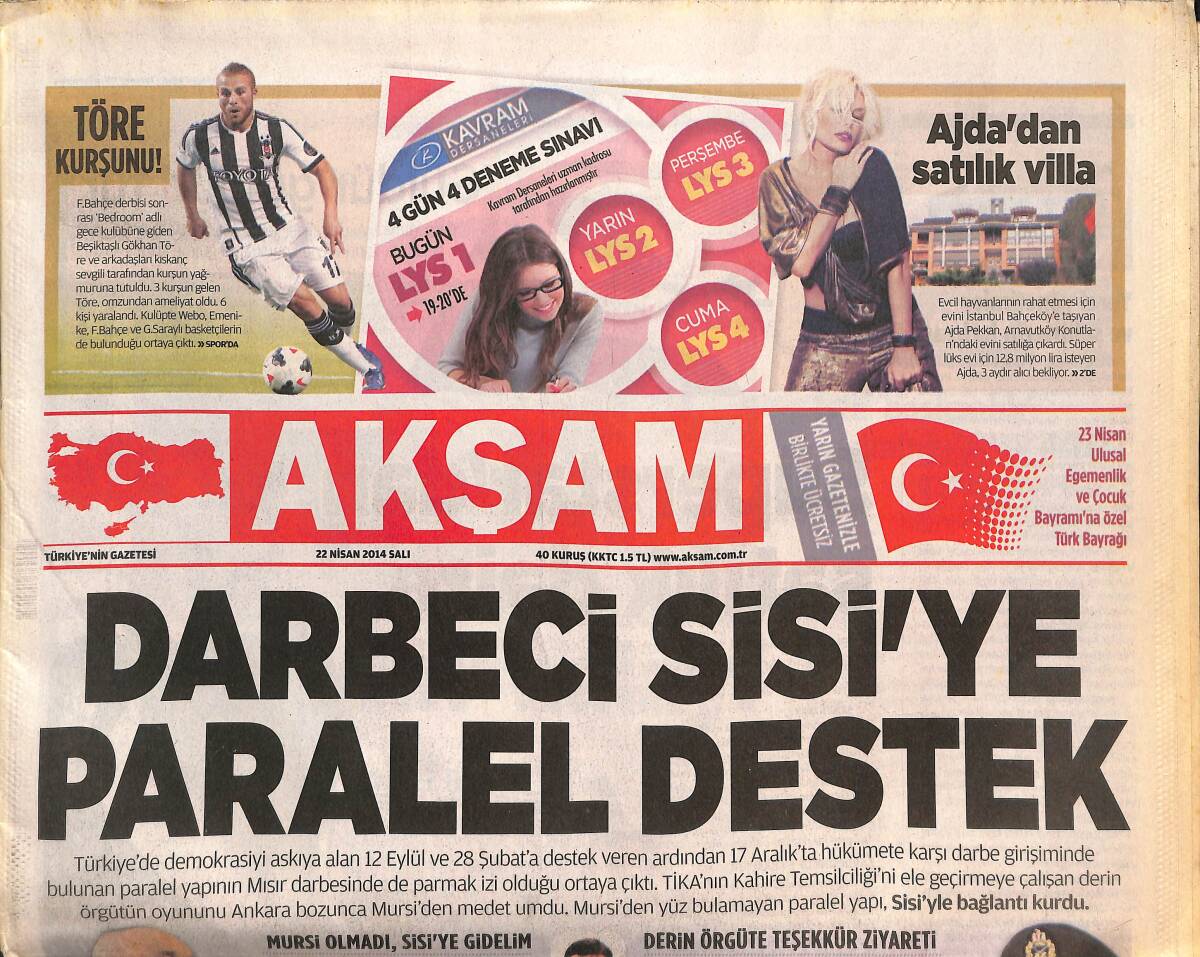 Akşam Gazetesi 22 Nisan 2014 - Ajda Pekkan'dan Satılık Villa - Yabancı Yatırımcıya Vatandaşlık Geliyor - Lindsay Bebeğini Düşürdü GZ136185 - 1