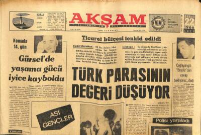 Akşam Gazetesi - 22 Şubat 1966 - Türk Parasının Değeri Düşüyor GZ99685 - 1