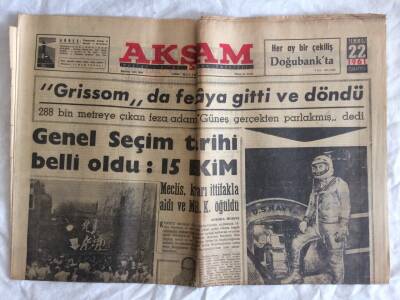 Akşam Gazetesi 22 Temmuz 1961 - 288 Bin Metreye Çıkan Feza Adamı Güneş Gerçekten Parlakmış dedi GZ73301 - 1