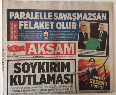 Akşam Gazetesi 22 Temmuz 2014 - Soykırım Kutlaması , Amerika Sezeni Keşfetti ! GZ28523 - 1