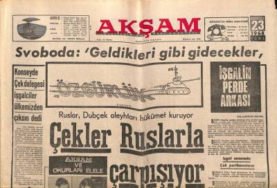 Akşam Gazetesi 23 Ağustos 1968 - Konseyde Çek Delegesi İşgalciler Ülkemizden Çıksın Dedi GZ92429 - 1