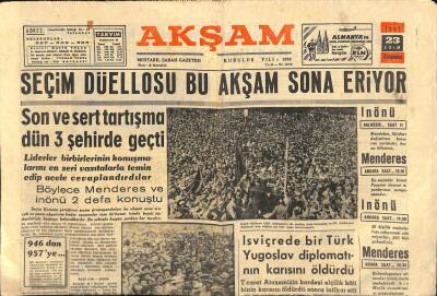 Akşam Gazetesi 23 Ekim 1957 - İsviçrede Bir Türk Yugoslav Diplomatının Karısını Öldürdü GZ115550 - 1