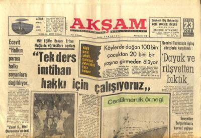 Akşam Gazetesi - 23 Eylül 1968 - İnönü Düğün Alayının Yolunu Kesti GZ99625 - 1
