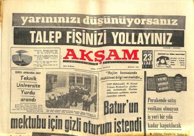 Akşam Gazetesi - 23 Haziran 1970 - Enosis Lafı Huzursuzluk Yaratıyor GZ99815 - 1