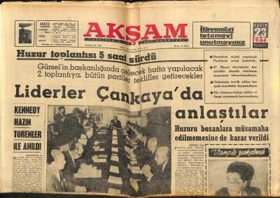 Akşam Gazetesi 23 Kasım 1964 - Kennedy Hazin Törenler İle Anıldı GZ82360 - 1