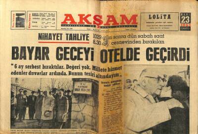 Akşam Gazetesi 23 Mart 1963 - Nihayet Tahliye Bayar Geceyi Otelde Geçirdi GZ97767 - 1