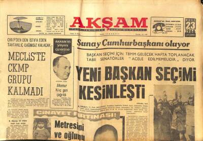 Akşam Gazetesi - 23 Mart 1966 - Sunay Cumhurbaşkanı Oluyor GZ99897 - 1