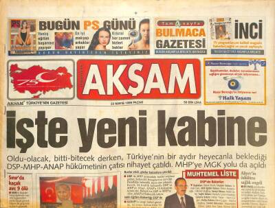 Akşam Gazetesi 23 Mayıs 1999 - Apo Bunalıma Girdi - Arçelik Harvardda Ders Oldu GZ126526 - 1