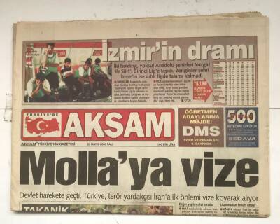 Akşam Gazetesi 23 Mayıs 2000 - Mollaya Vize GZ8184 - 1