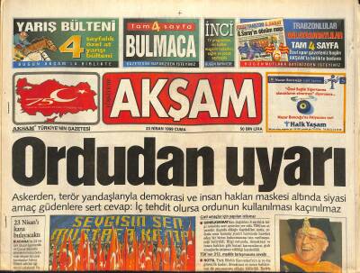 Akşam Gazetesi 23 Nisan 1999 - İç Tehditte Ordu Devreye Girecek Açıklaması, Pınar Eliçe, Leonardo DiCaprio Köpekbalığı Yemi Olacaktı, Fenerden Wenger GZ126312 - 1