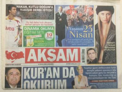 Akşam Gazetesi 23 Nisan 2008 - Erdoğan İle Baykal Arasında Zehir Zembelek Açıklama GZ47231 - 1