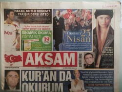 Akşam Gazetesi 23 Nisan 2008 Erdoğan İle Baykal Arasında Zehir Zemberek Atışma - GZ44166 - 1