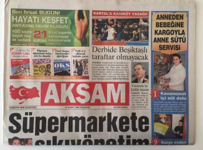 Akşam Gazetesi 23 Şubat 2006 - Kartala Kadıköy Yasağı ,İbrahim Tatlısesin Koruması Sauna Çetesine Üyelik Suçlamasıyla Cezaevinde GZ20453 - 1