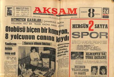 Akşam Gazetesi 24 Ağustos 1963 - 4 Milyar Liralık Hazine Halka Teşhir Edilecek GZ74989 - 1