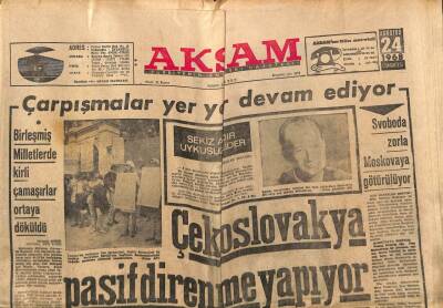 Akşam Gazetesi 24 Ağustos 1968 - Çekoslovakya Pasif Direnme Yapıyor GZ76322 - 1