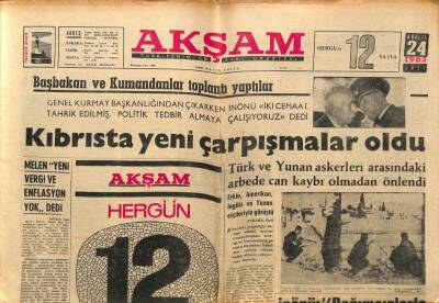 Akşam Gazetesi 24 Aralık 1963 - Bir Yunan Gemisi Atlantikte Yanıyor - Bob Hope , Samsunda Havada Konser Verdi GZ92371 - 1