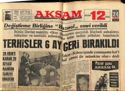 Akşam Gazetesi 24 Eylül 1964 - Güney Ekspresi Kayaya Çarptı GZ76003 - 1