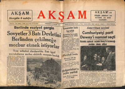 Akşam Gazetesi 24 Haziran 1948 - Yunanistandaki Harekat GZ71468 - 2