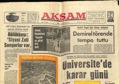 Akşam Gazetesi 24 Haziran 1968 - Demirel Törende Tempo Tuttu GZ60389 - 1