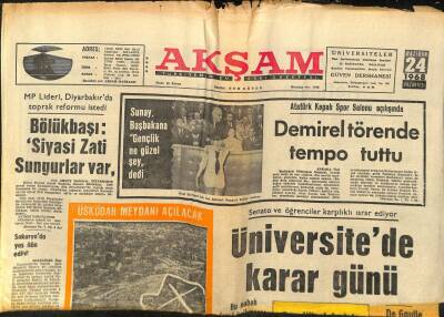 Akşam Gazetesi 24 Haziran 1968 - Üniversitede Karar Günü GZ97728 - 1