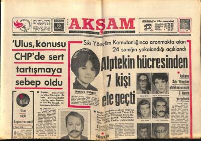 Akşam Gazetesi 24 Haziran 1971 - OLEYİS 5 Büyük Otelde Daha Greve Gidiyor - Alptekin Hücresinden 7 Kişi Ele Geçti GZ92286 - 1