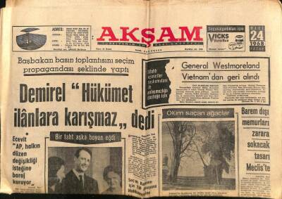 Akşam Gazetesi 24 Mart 1968 - 148 Bin Lira Dövizle Uyurken Yakalandı GZ60442 - 1