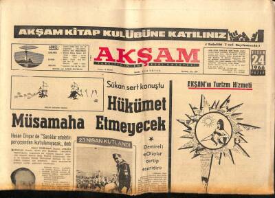 Akşam Gazetesi 24 Nisan 1966 - Ankarada Çocuklar Başbakanın Koltuğuna Oturmak İstemediler - İnönü Dün Torunlarına Saygı Duruşunu Öğretti GZ92345 - 1