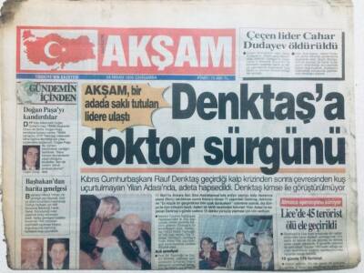 Akşam Gazetesi 24 Nisan 1996 - Denktaşa Doktor Sürgünü GZ42706 - 1