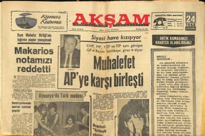 Akşam Gazetesi 24 Ocak 1968 - Zonguldakta Grip Salgını Var - Makarios Notamızı Reddetti GZ92901 - 1