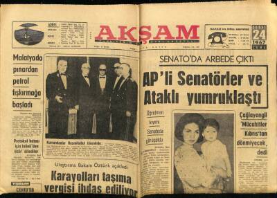 Akşam Gazetesi 24 Şubat 1967 - Malatyada Pınardan Petrol Fışkırmağa Başladı GZ60458 - 1