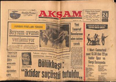 Akşam Gazetesi 24 Şubat 1969 - Topaloğlu İle Askeri Şura Arasında Fikir Ayrılıkları Çıktı GZ92282 - 1