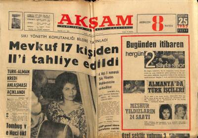 Akşam Gazetesi 25 Ağustos 1963 - Türk Alman Kredi Anlaşması Açıklandı GZ74990 - 1