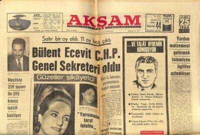 Akşam Gazetesi 25 Ekim 1966 - Memur Maaşları Milli Gelire Göre Hesaplanacak GZ97632 - 1