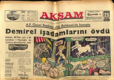 Akşam Gazetesi 25 Eylül 1965 - Başkan Gürsel MTTB Heyetine Dün Ders Verdi - Seka Grevi Durdu GZ92890 - 1