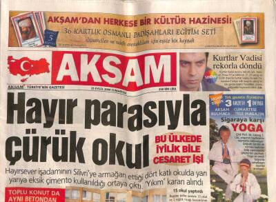 Akşam Gazetesi 25 Eylül 2004 - Kurtlar Vadisi Rekorla Döndü - Çorumda Yerli Hannibal Paniği GZ113533 - 1