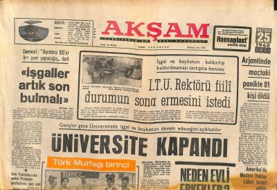 Akşam Gazetesi 25 Haziran 1968 - Fransada De Gaulle Oyların Yüzde 44,4ünü Alarak Bir Zafer Kazandı GZ119167 - 1