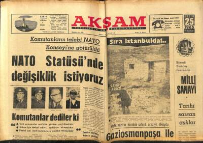 Akşam Gazetesi 25 Kasım 1965 - Komutanlar NATO Statüsünde Değişiklik İstiyoruz GZ97841 - 1
