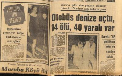 Akşam Gazetesi 25 Mart 1968 - Otobüs Denize Uçtu , 14 Ölü , 40 Yaralı Var GZ60435 - 1