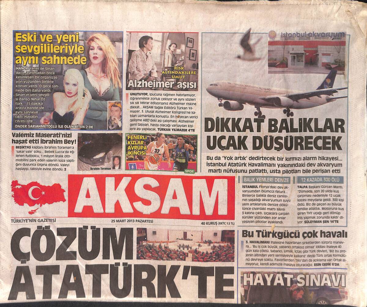 Akşam Gazetesi 25 Mart 2013 - Hande Yener Sevgilileriyle Aynı Sahnede - Türkleri Ve Kürtleri İncitmeyecek Formül GZ136857 - 1