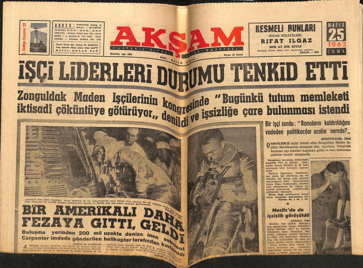 Akşam Gazetesi 25 Mayıs 1962 - Alucradaki Kalp Para İmalathanesi Basıldı - İşçi Liderleri Durumu Tenkid Etti GZ148781 - 1