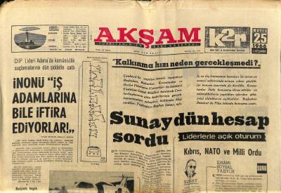 Akşam Gazetesi 25 Mayıs 1966 - Sunay Dün Hesap Sordu GZ60473 - 1