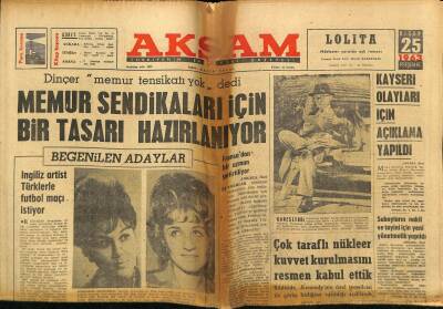 Akşam Gazetesi 25 Nisan 1963 - Memleketimize 180 Milyoner Geliyor GZ60619 - 1