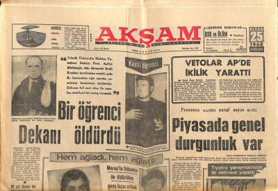 Akşam Gazetesi 25 Nisan 1968 - Nebahat Çehre İle Yılmaz Güney Boşandı GZ87678 - 1
